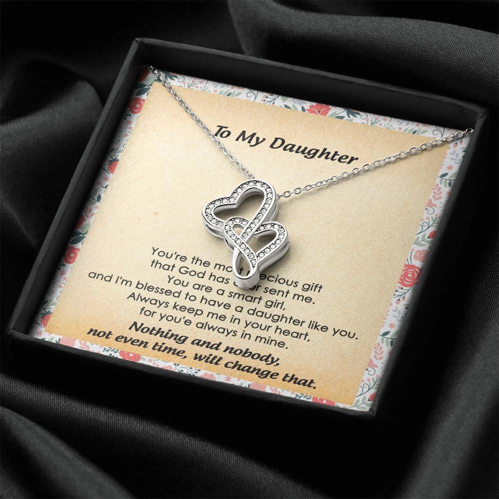 To My Daughter Necklace - Mom To Daughter Double Heart Necklace Gift - Mom And Daughter Always Remember Gift From Mom  Double Hearts Necklace