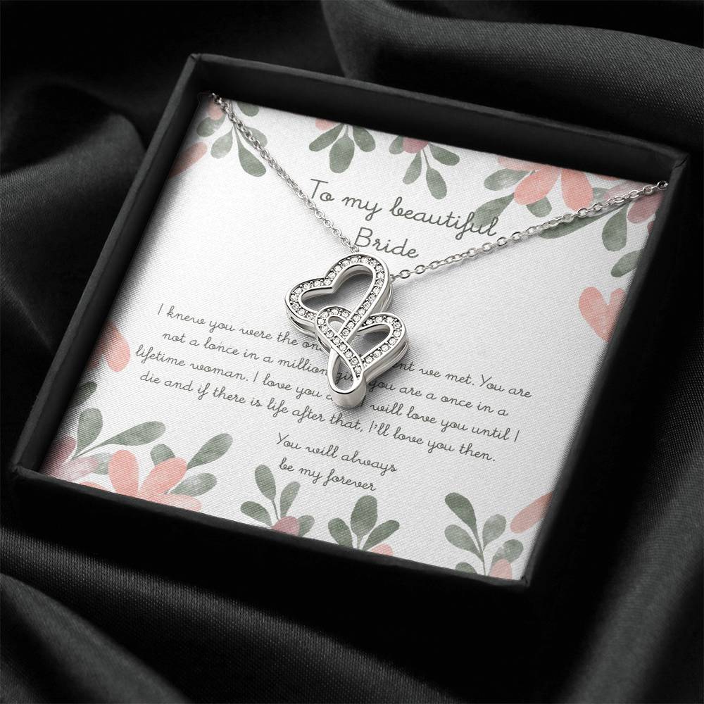 To My Beautiful Bride 1 Double Hearts Necklace