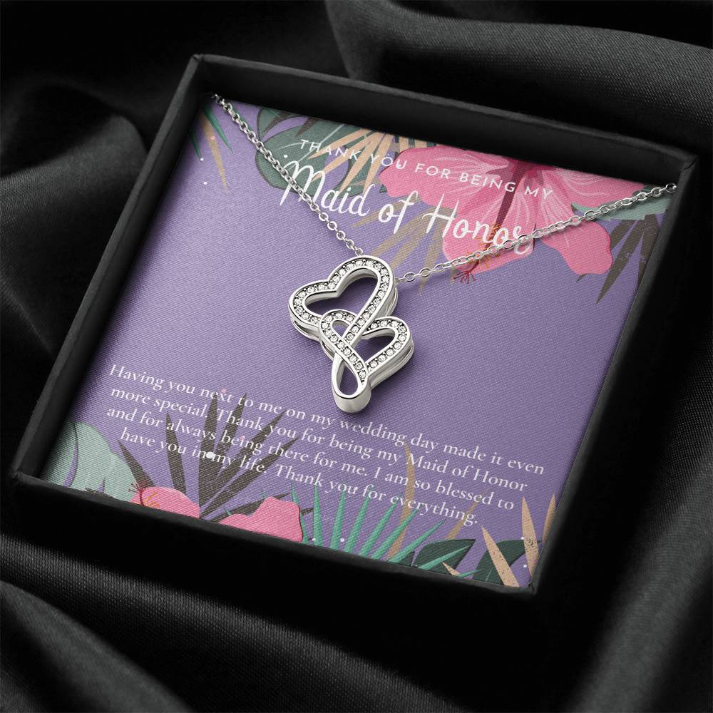 Maid Of Honor Thank You Gift From Bride Bridesmaid Gift Maid Of Honor Gift Necklace Matron Of Honor Gift Thank You Gif 2 Double Hearts Necklace