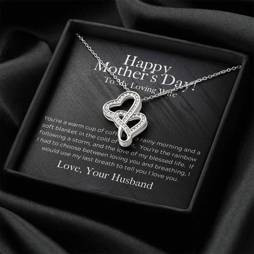 To My Loving Wife Mother's Day Necklace - Perfect Wife And Mom Mother's Day Necklace - To My Amazing Wife Gifts - Amaz Double Hearts Necklace
