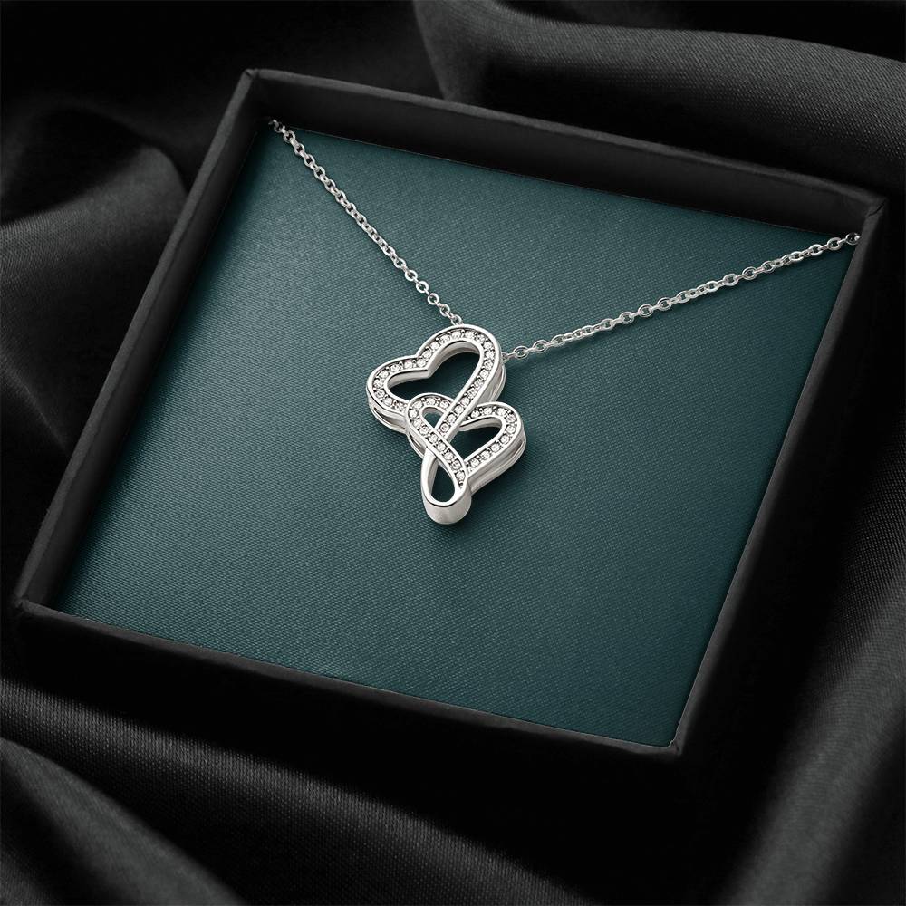 Mock Mahogany  Double Hearts Necklace
