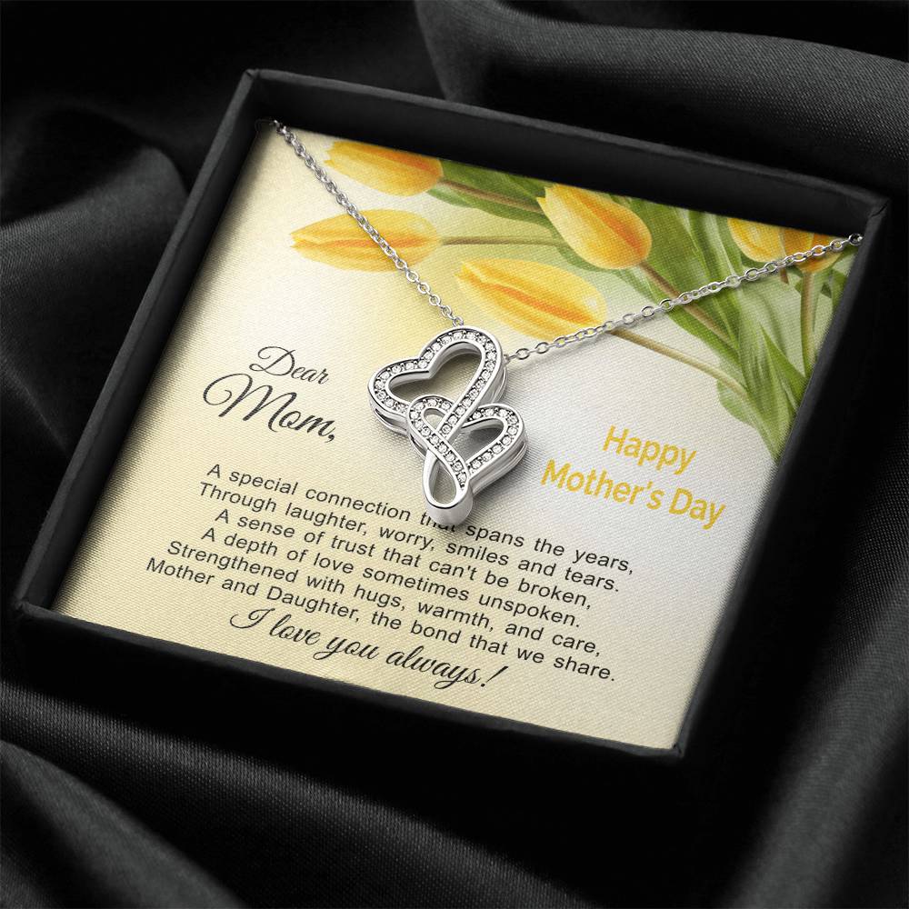 The Bond That We Share - Mother And Daughter  Double Hearts Necklace