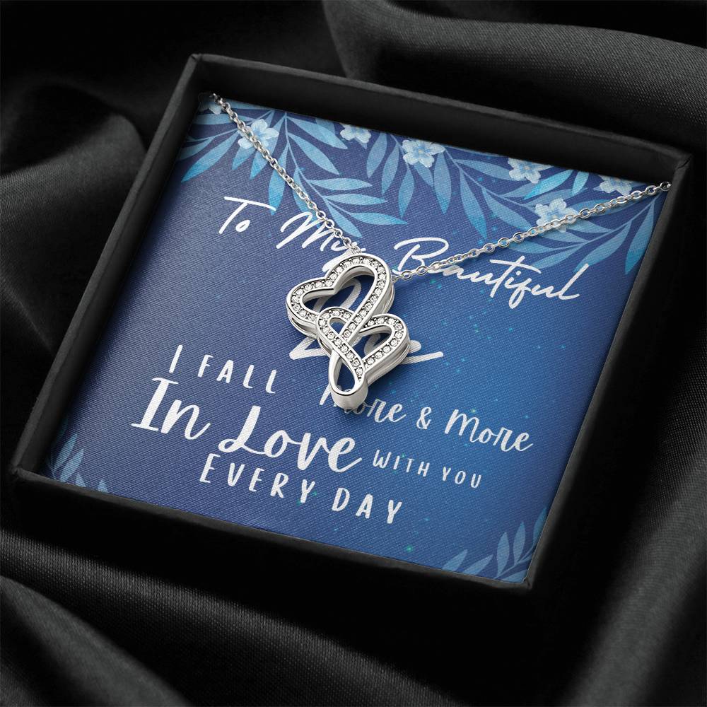 To My Beautiful Love - Wedding Gift Fo Her Anniversary Gift Birthday Present Double Hearts Necklace
