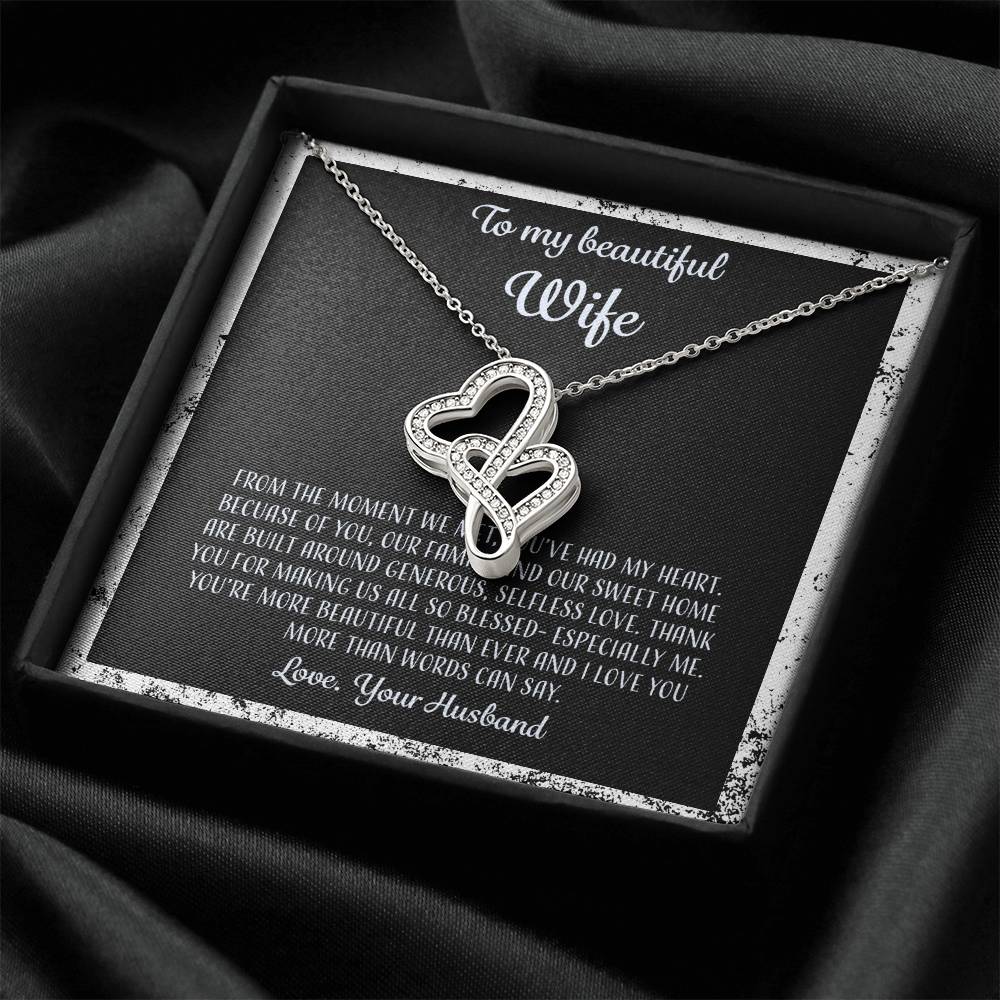 To My Beautiful Wife From The Moment We Met - Grunge Double Hearts Necklace