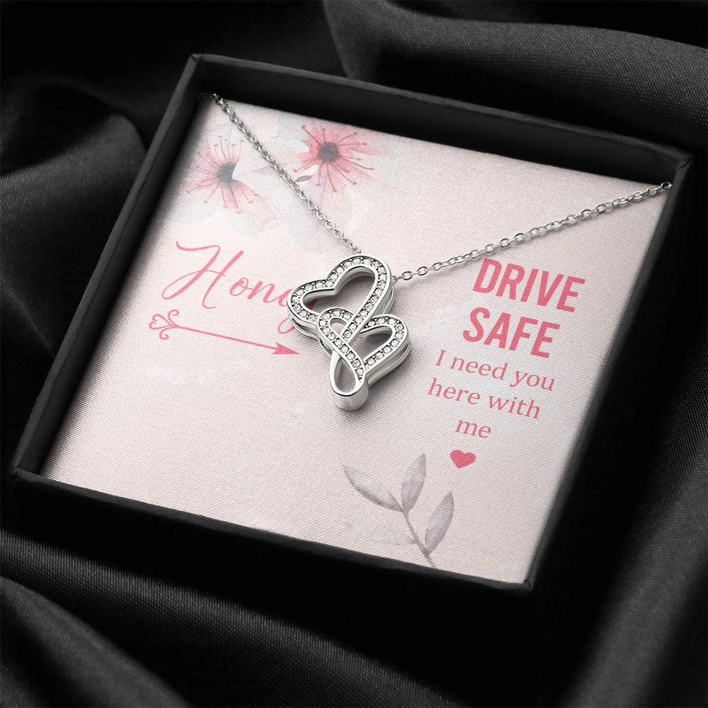 Hony Drive Safe I Need You Here With Me -  Double Hearts Necklace
