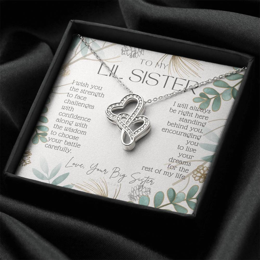 To My Little Sister Live Your Dreams Gift For Little Sister From Big Sister Sister Birthday Graduation Christmas Prese Double Hearts Necklace