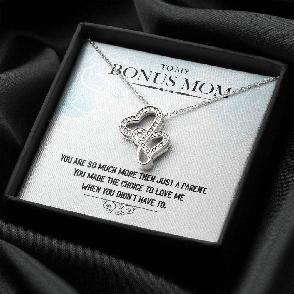 To My Bonus Mom 1 Double Hearts Necklace