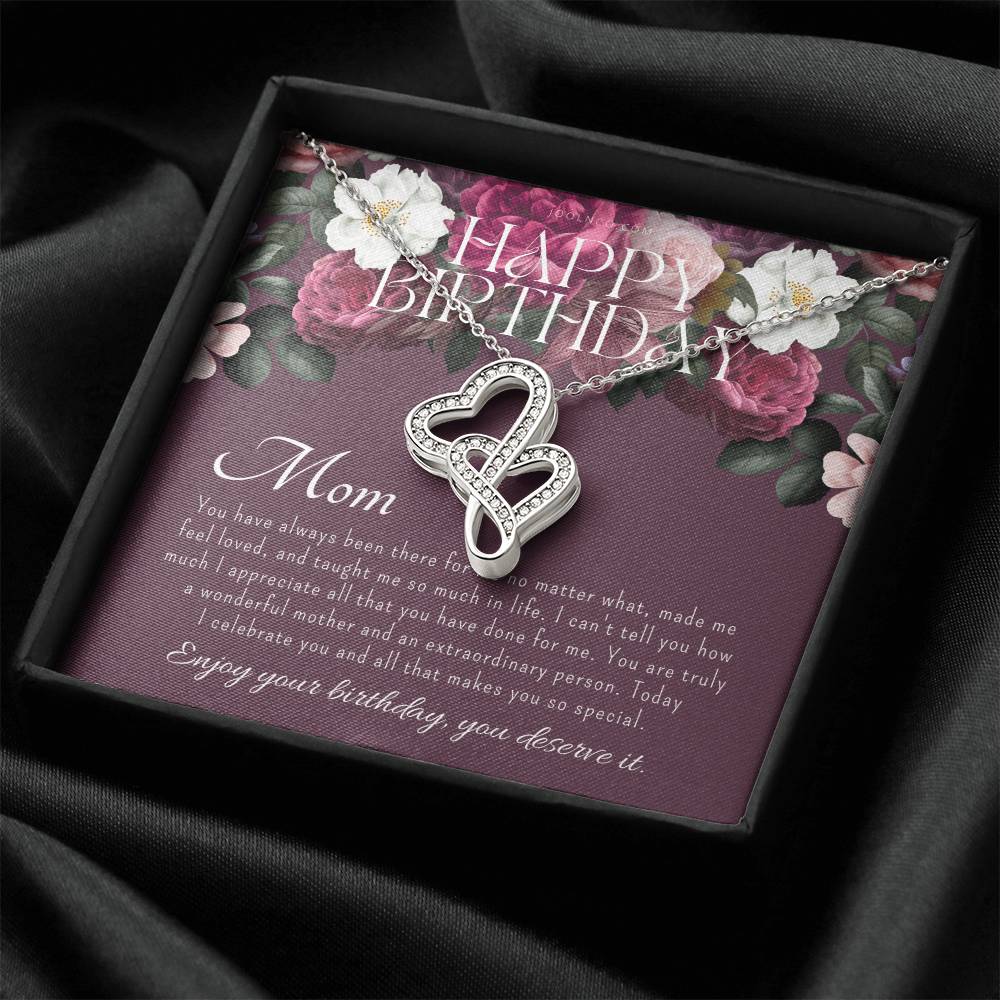 Mother's Birthday Gift  Necklace For Mom's Birthday  Elegant Gift For Mom From Daughter & Son  Best Mom Gift Message C Double Hearts Necklace