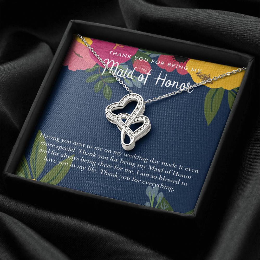 Maid Of Honor Thank You Gift From Bride Bridesmaid Gift Maid Of Honor Gift Necklace Matron Of Honor Gift Thank You Gif 1 Double Hearts Necklace