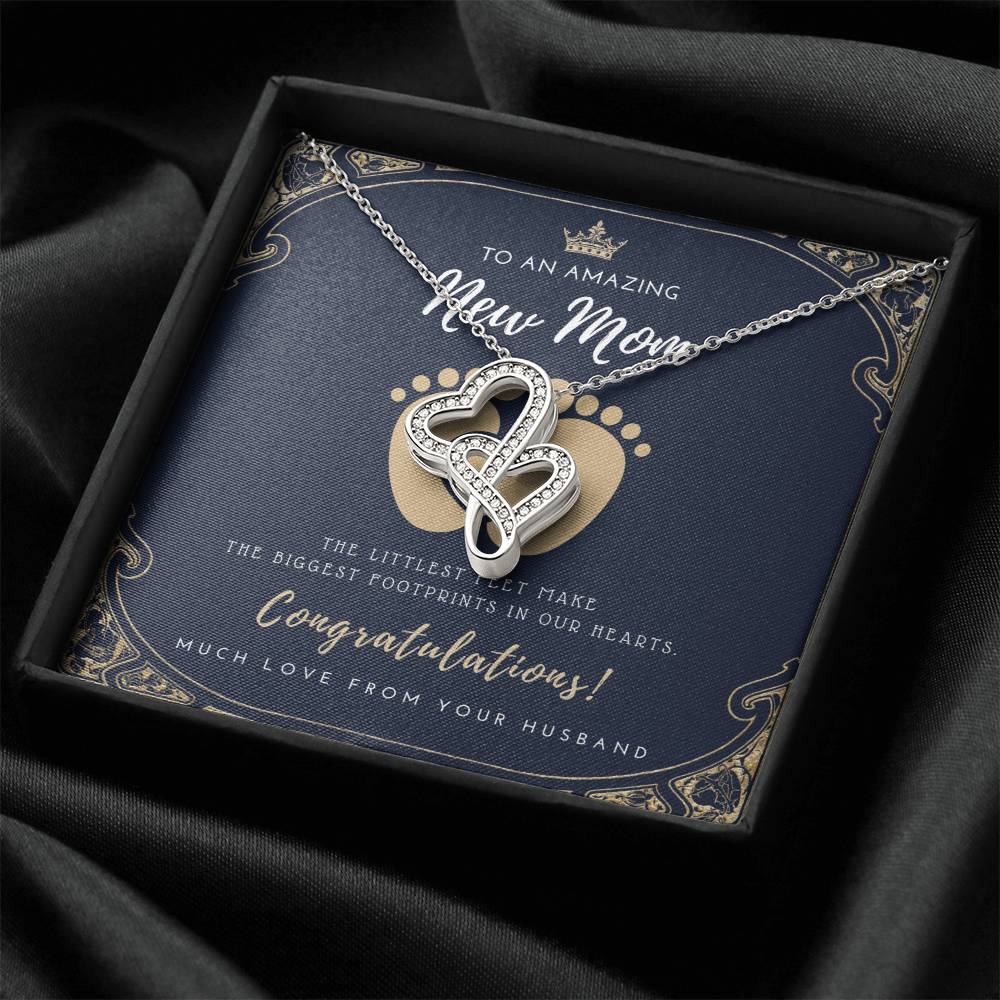 Gift For Pregnant Wife  Mom To Be Gift  New Mommy Necklace  To Mommy To Be  New Mom Jewelry    B Double Hearts Necklace