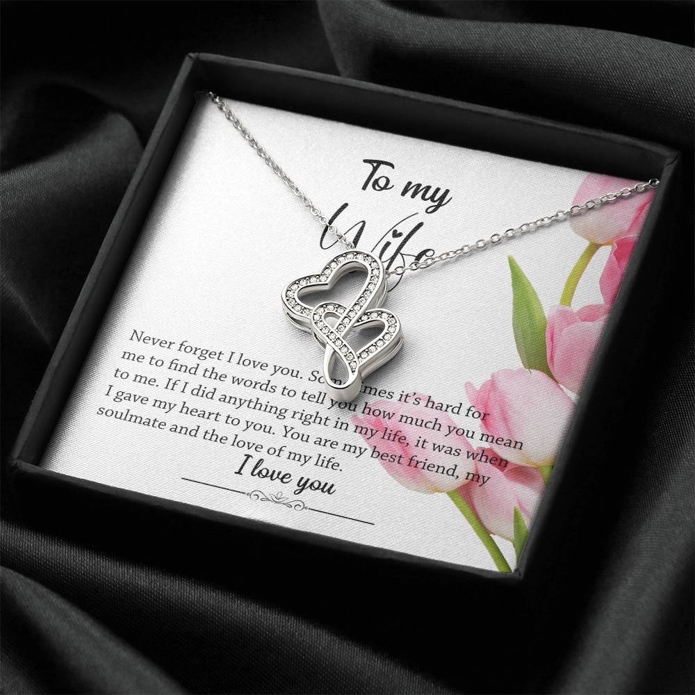 Pink Tulips Double Hearts Necklace