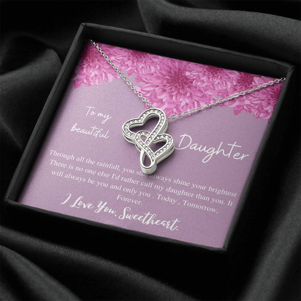 To My Beautiful Daughter V2 Double Hearts Necklace
