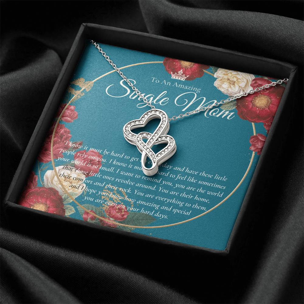 Single Mom Gift Mothers Day Gift Present For Single Mother Super Mom Necklace Gift For Single Mother Jewelry For Mom 2 Double Hearts Necklace