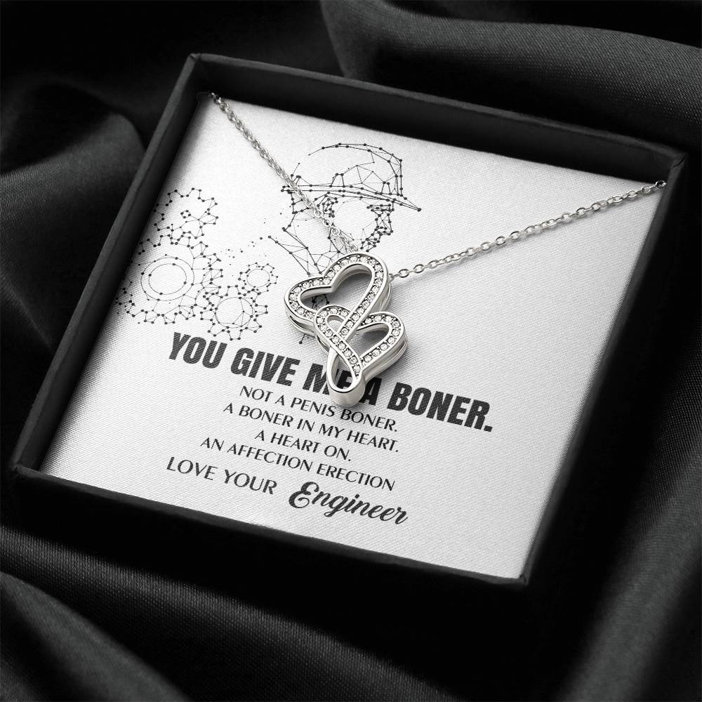 You Give Me A Heart Boner An Affection Erection  Funny & Sarcastic Love For Her Mature Best Fu Double Hearts Necklace