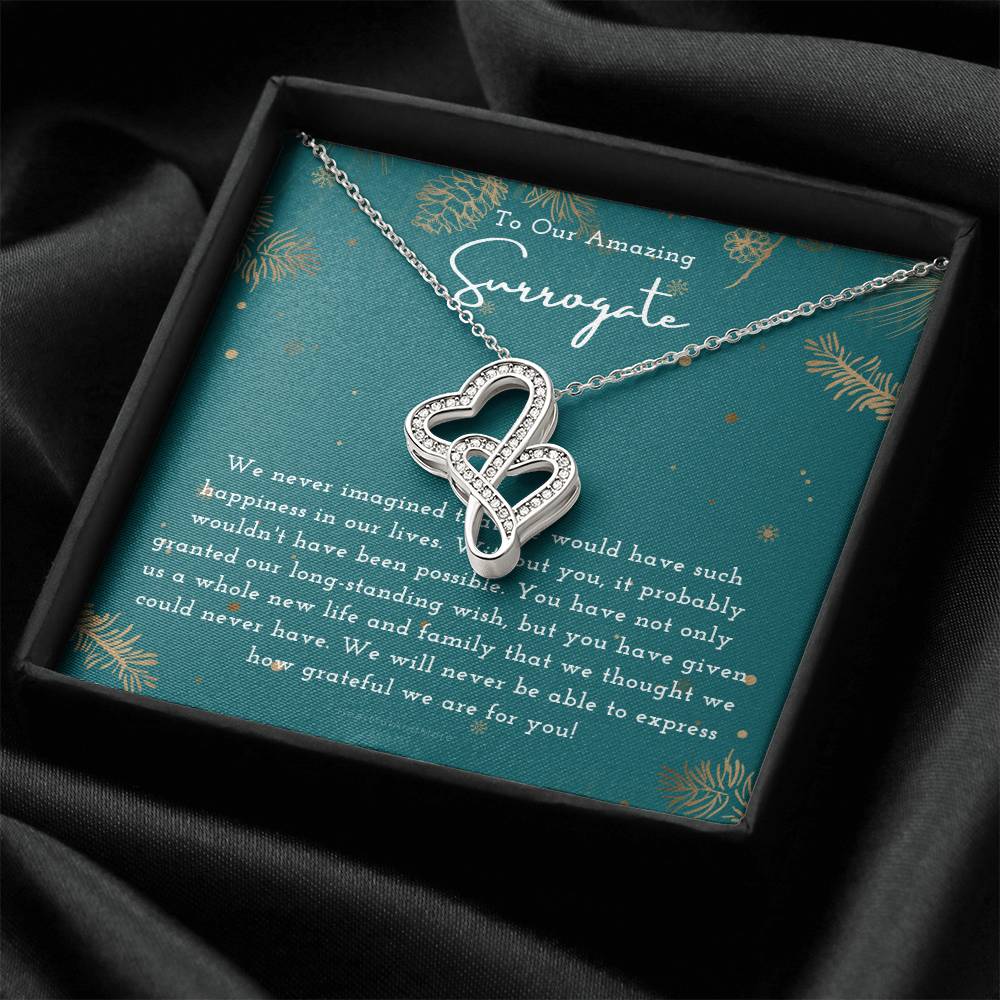Surrogate Appreciation Gift Surrogate Gift Surrogate Gift With Message Card Surrogate Transfer Day Thank You Gift Double Hearts Necklace