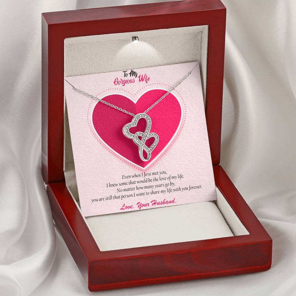 To My Gorgeous Wife - This Lovable gift for you! 🎁 Double Hearts Necklace