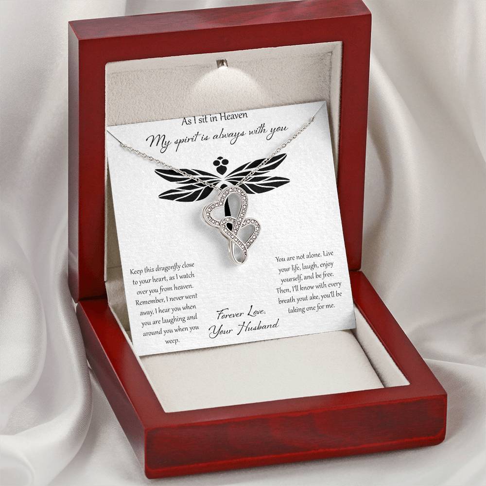 As I Sit In Heaven My Spirit Is Always With You - Husband Double Hearts Necklace