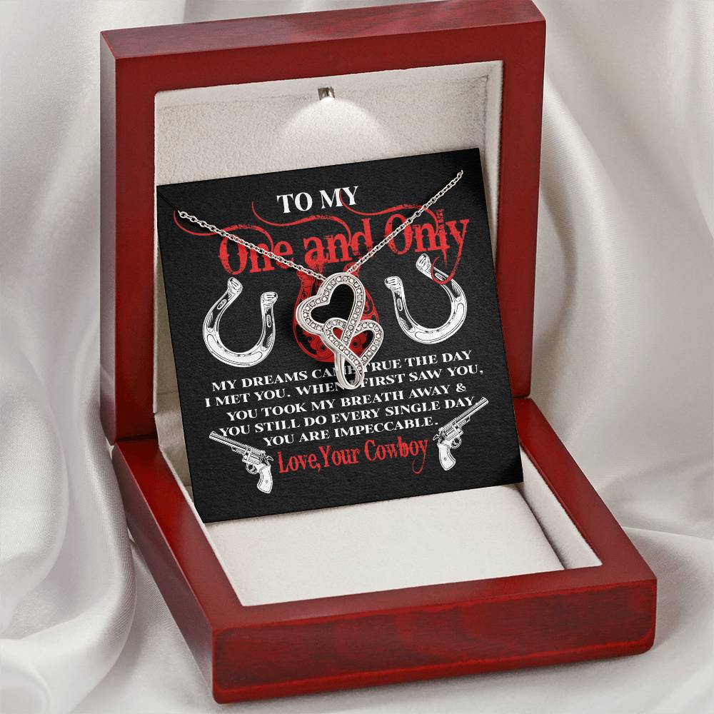 Gift For Her From Cowboy My Dreams Came True The Day I Met You  Double Hearts Necklace