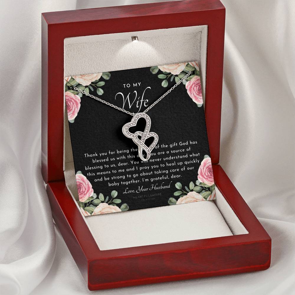 Postpartum Gift For Wife Gift For Wife Post Pregnancy Becoming A Mother Gift Gift For Wife Birth Wife After Pregnancy  1 Double Hearts Necklace