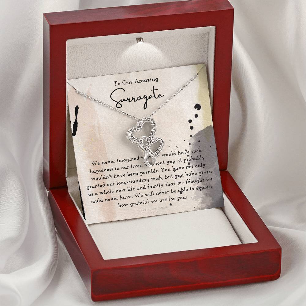 Surrogate Appreciation Gift Surrogate Gift Surrogate Gift With Message Card Surrogate Transfer Day Thank You Gift 1 Double Hearts Necklace
