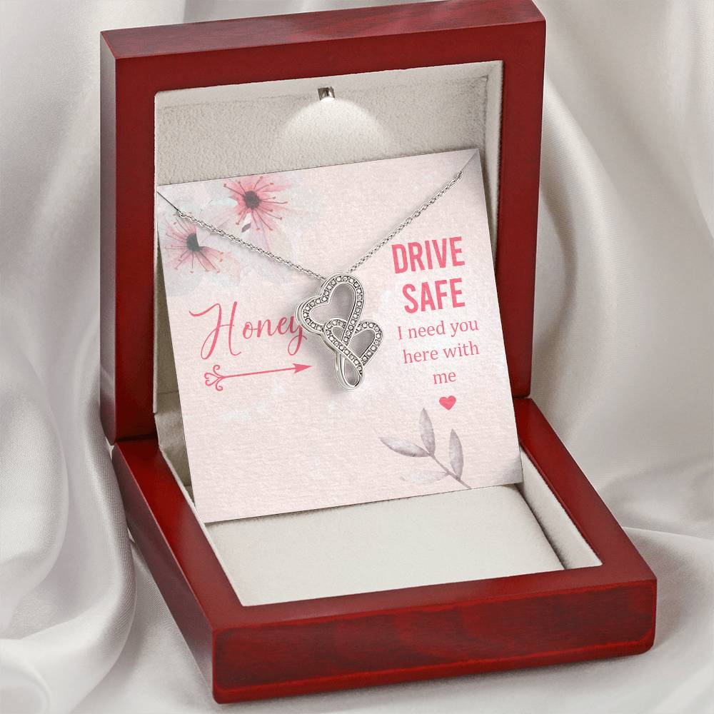 Hony Drive Safe I Need You Here With Me -  Double Hearts Necklace