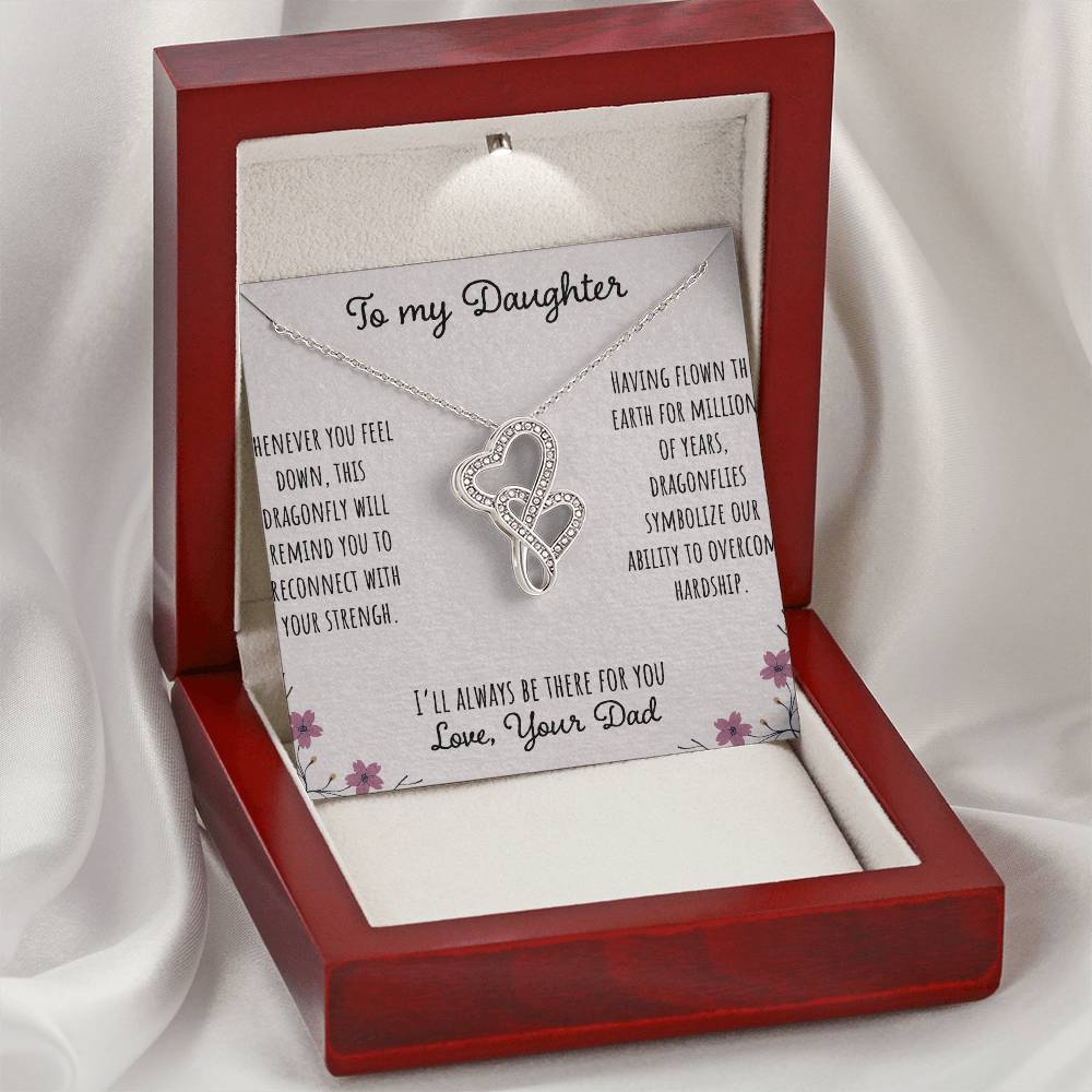 To My Daughter Whenever You Feel Down - Love Dad Double Hearts Necklace