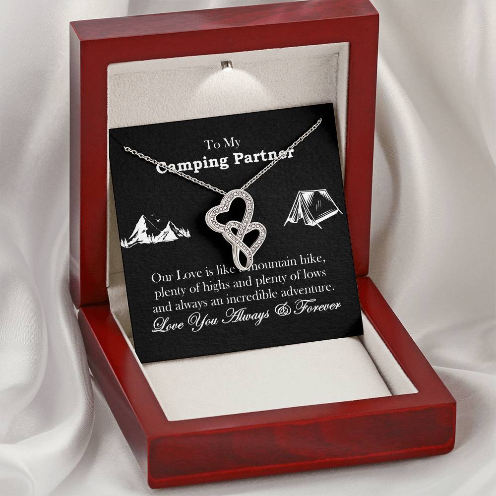 Camping Partner  Double Hearts Necklace