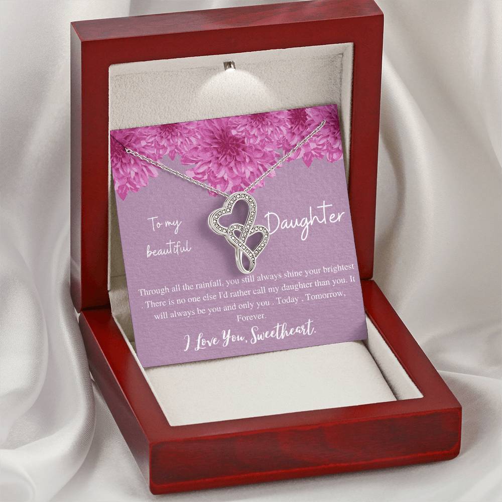 To My Beautiful Daughter V2 Double Hearts Necklace