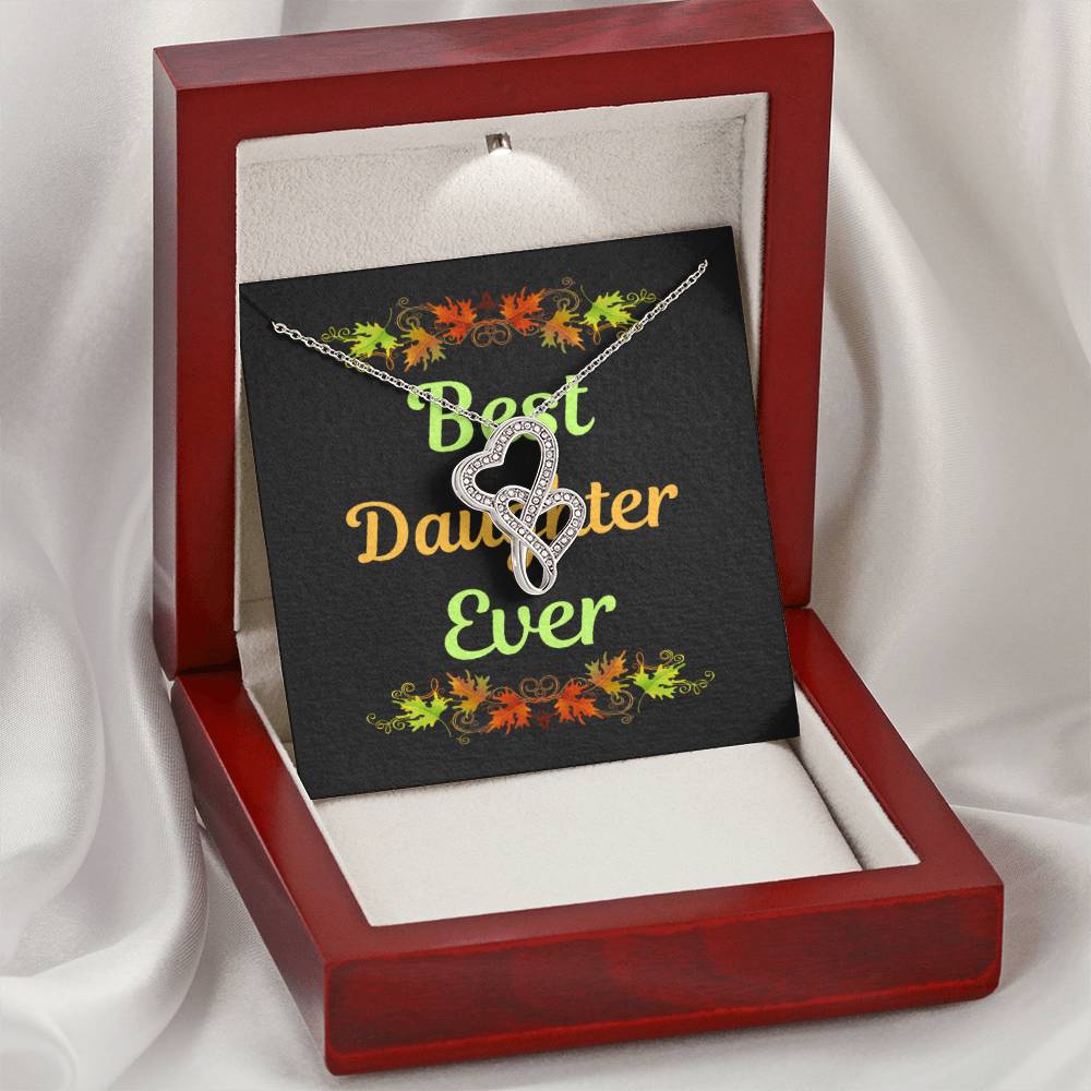 Best Daughter Ever Double Hearts Necklace