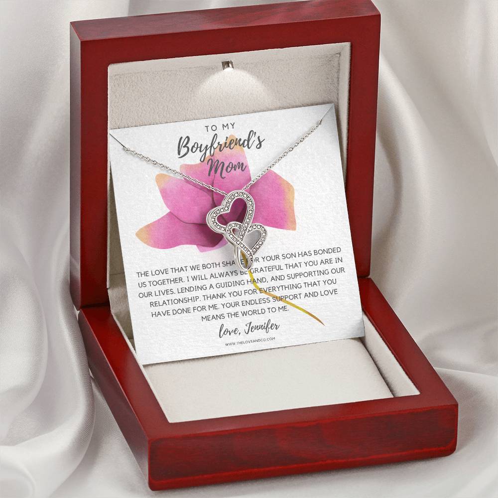 To My Boyfriend's Mom Necklace Double Hearts Necklace