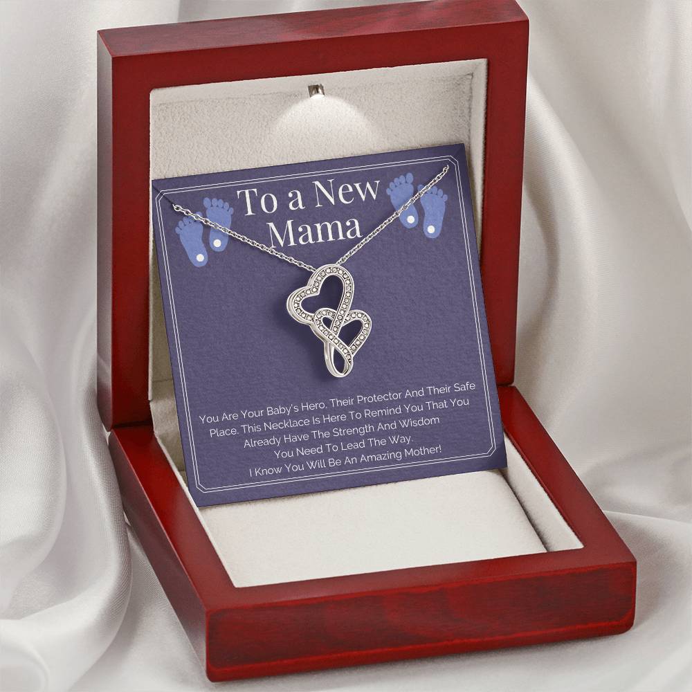New Mommy Gift Mama To Be Present - Pregnancy Gift Double Hearts Necklace