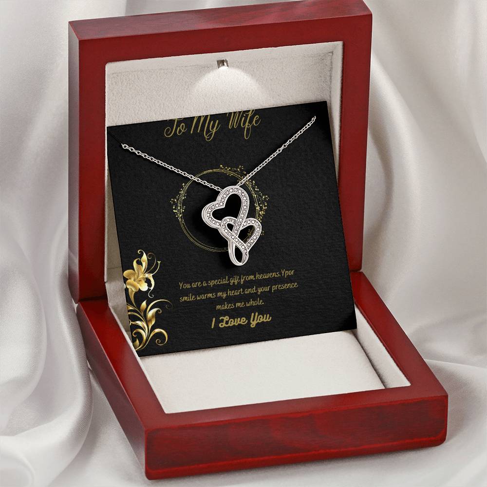 To My Wife Necklacegift Form Husband To Wife. Anniversary Gift From Husband To Wife. Birthday Gift For Wife. Gift For  Double Hearts Necklace