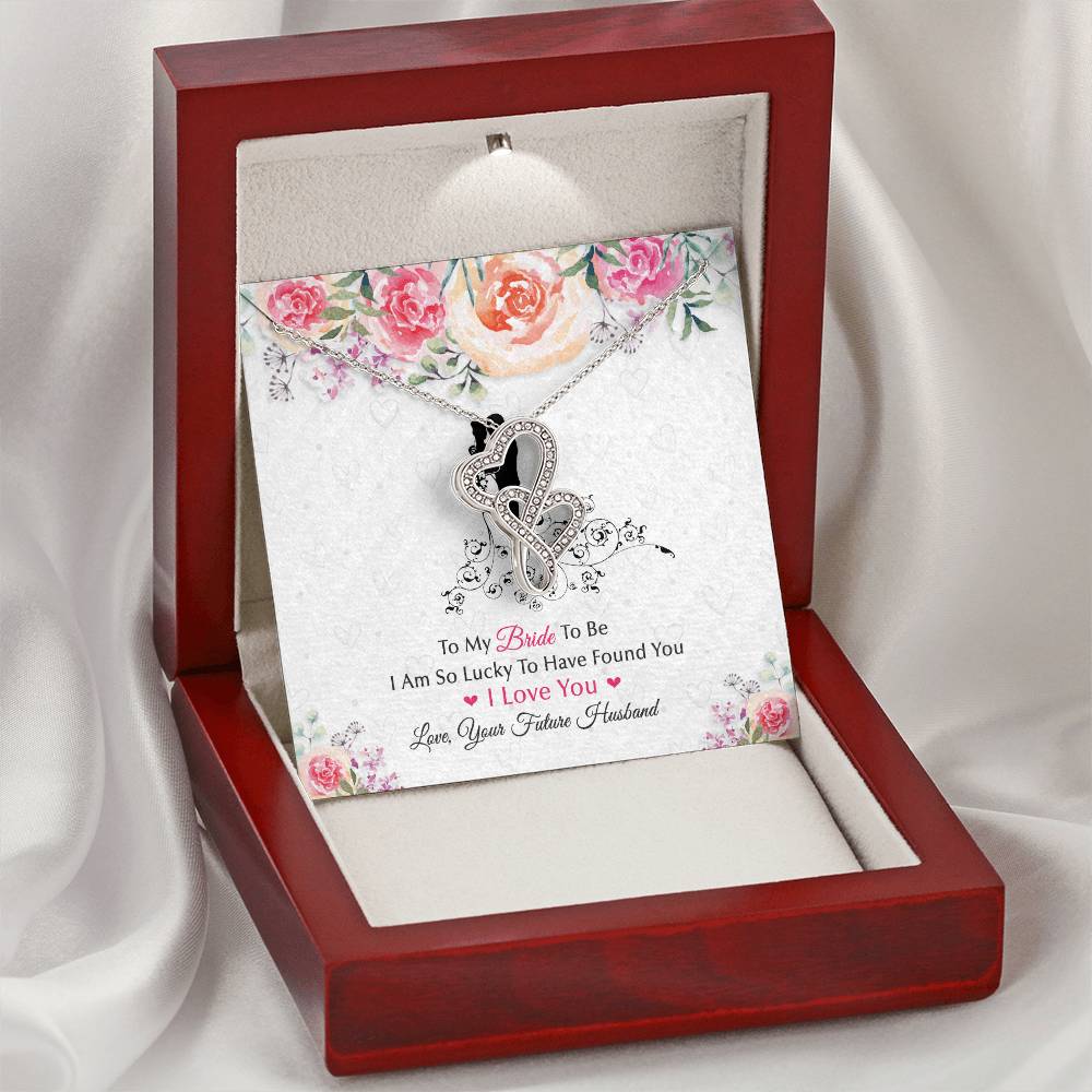 A Great Gift For The Bride To Be ! Your Fiancee Will Love It ! Double Hearts Necklace