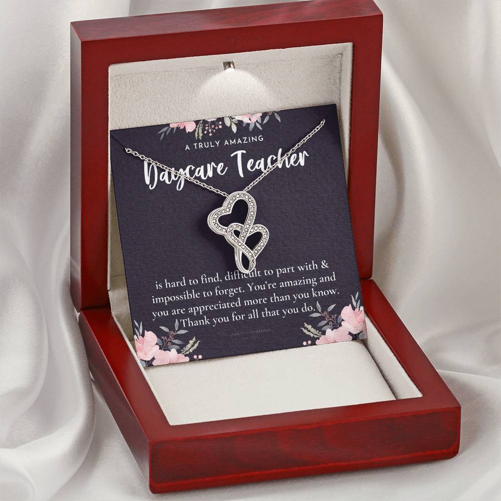 Daycare Teacher Gift For Daycare Provider Gifts Daycare Thank You Gifts Preschool Teacher Gift Thank You Gift Daycare Double Hearts Necklace