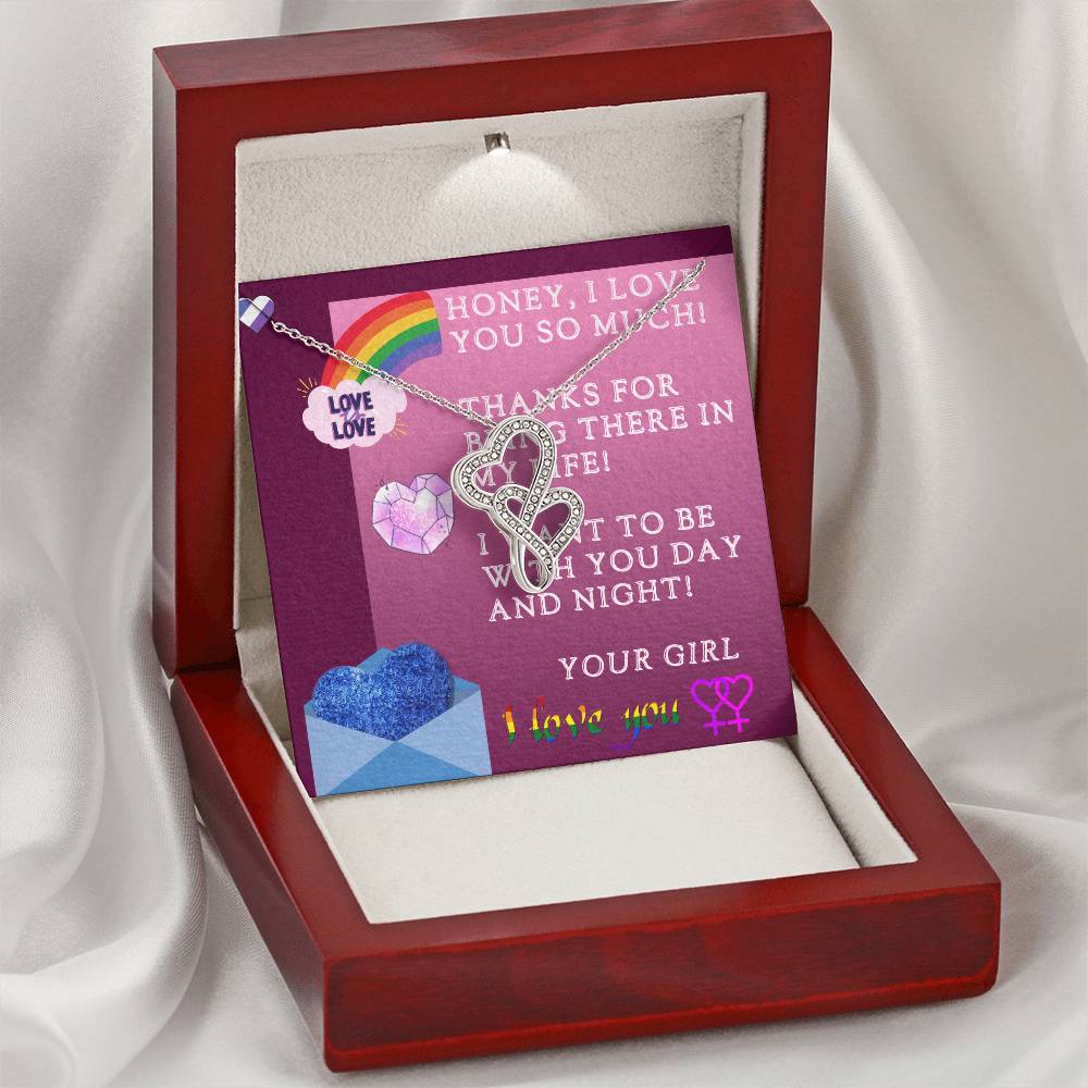 Love Gifts Jewellery Girl To Girl  Double Hearts Necklace