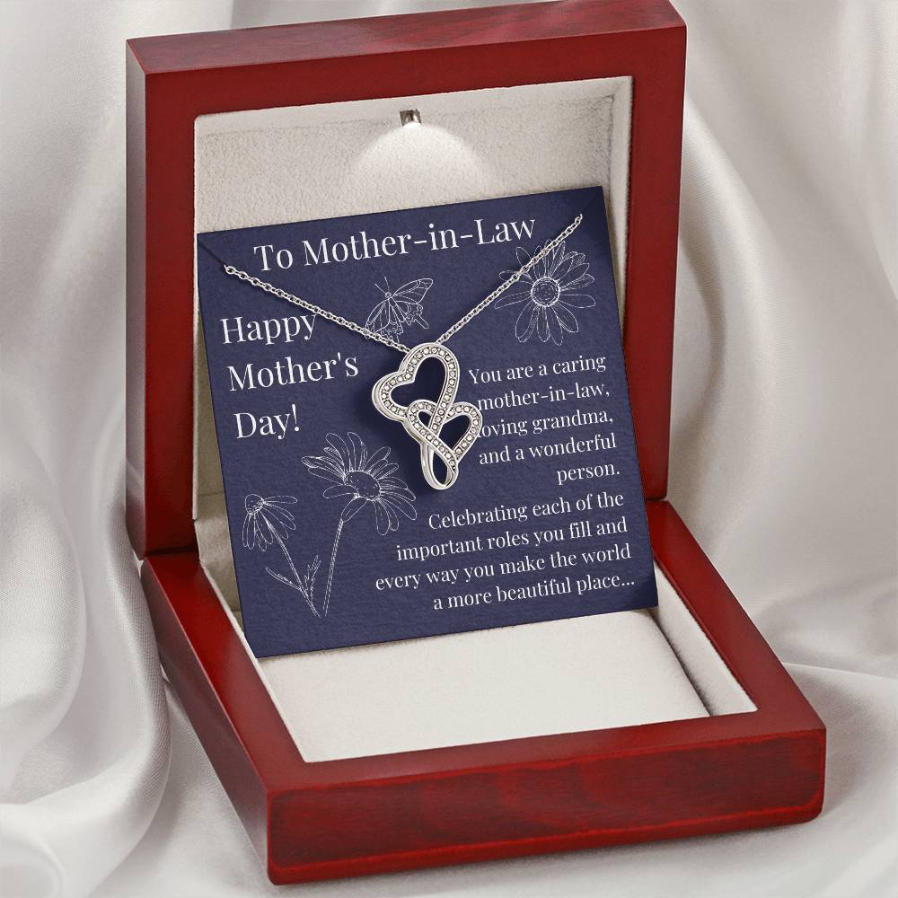 Mother-In-Law Mother's Day  Double Hearts Necklace