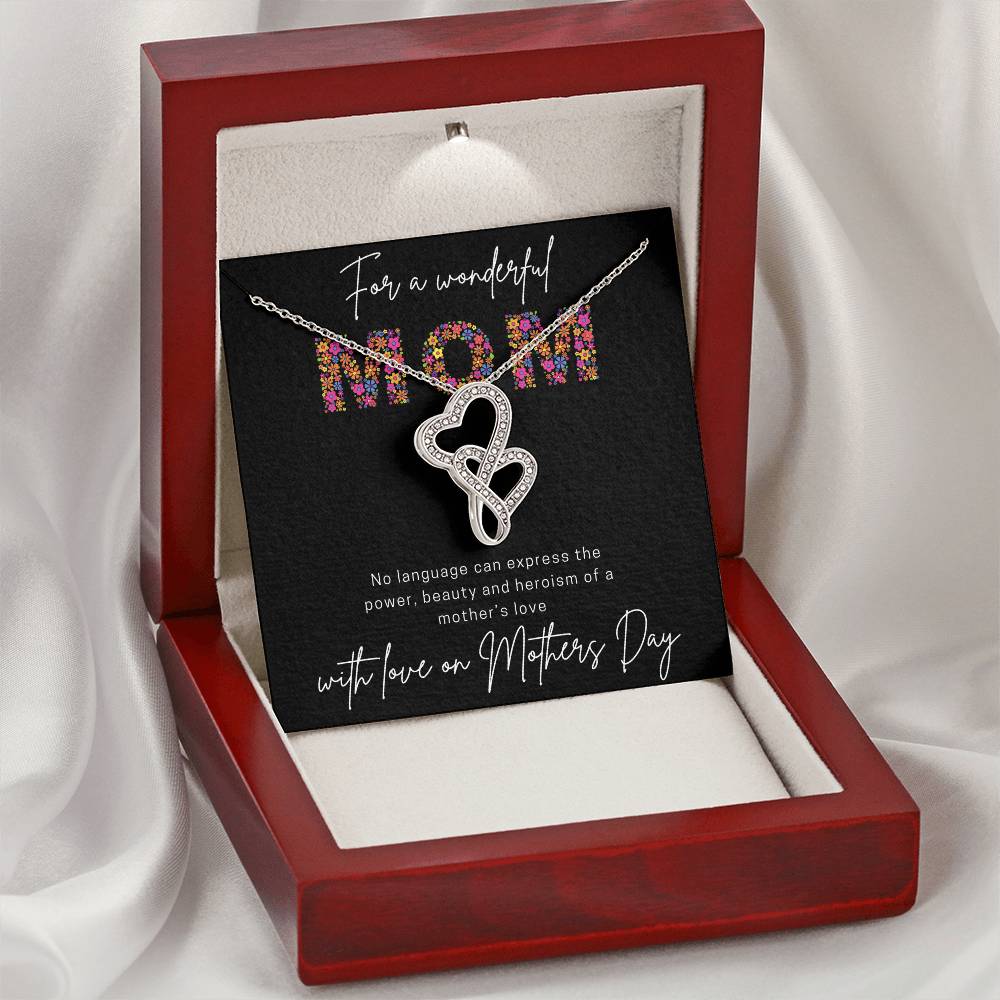For A Wonderful Mom Mother's Day Gift Double Hearts Necklace