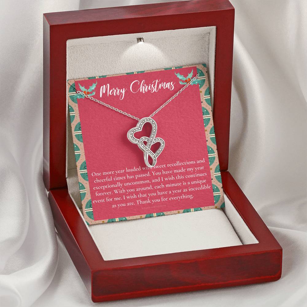 Christmas Gift For Loved Ones Gift For Friends Gift For Soul Sisters Gift For Colleagues Gift For Boss Gift For Employ Double Hearts Necklace