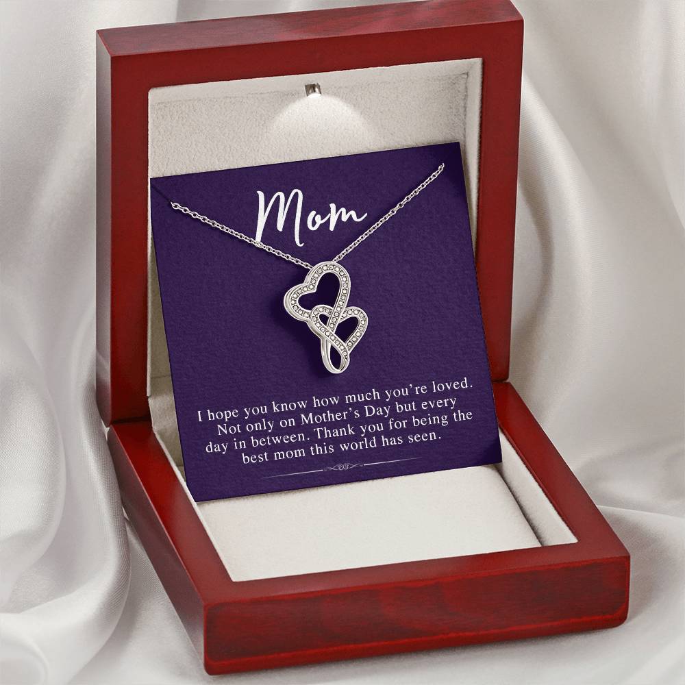 To My Mom -  - Perfect Gift For Mothers Day Double Hearts Necklace