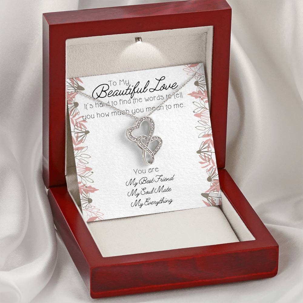 To My Beautiful Love - Gift For Partner Anniversary Gift Birthday Gift Double Hearts Necklace