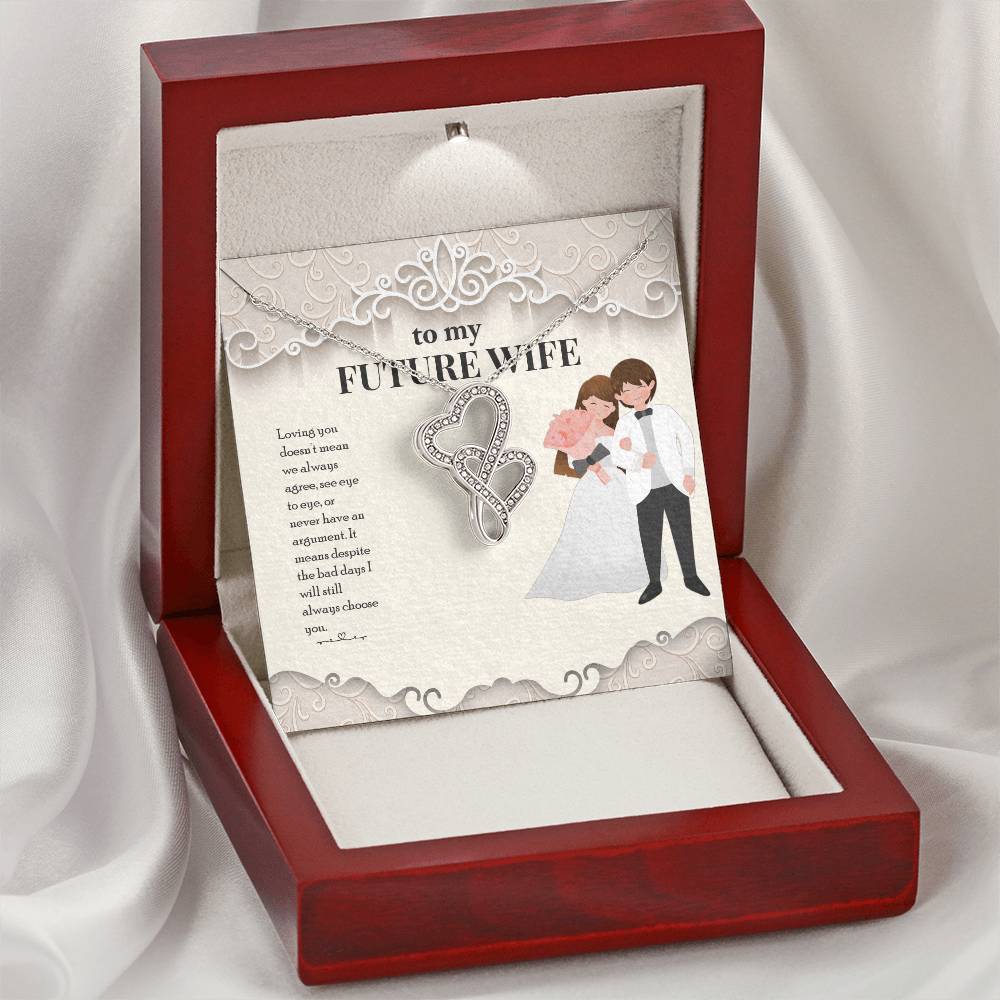 To My Future Wife Necklace - Two Hearts For Wife - Romantic Fiancee Jewelry Necklace For Fiancee Engagement Gift For H Double Hearts Necklace