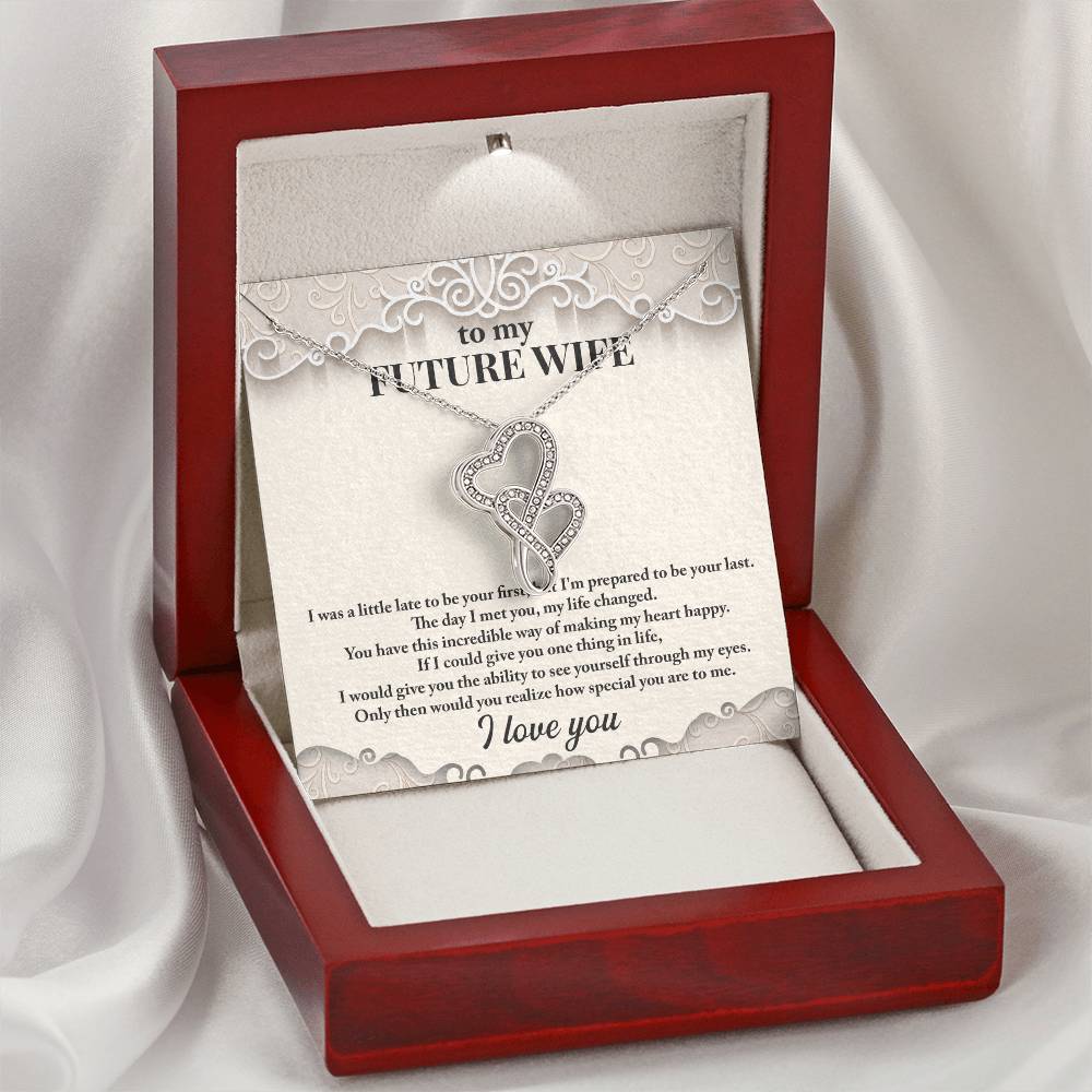 Surprise Engagement Gift Double Hearts Necklace