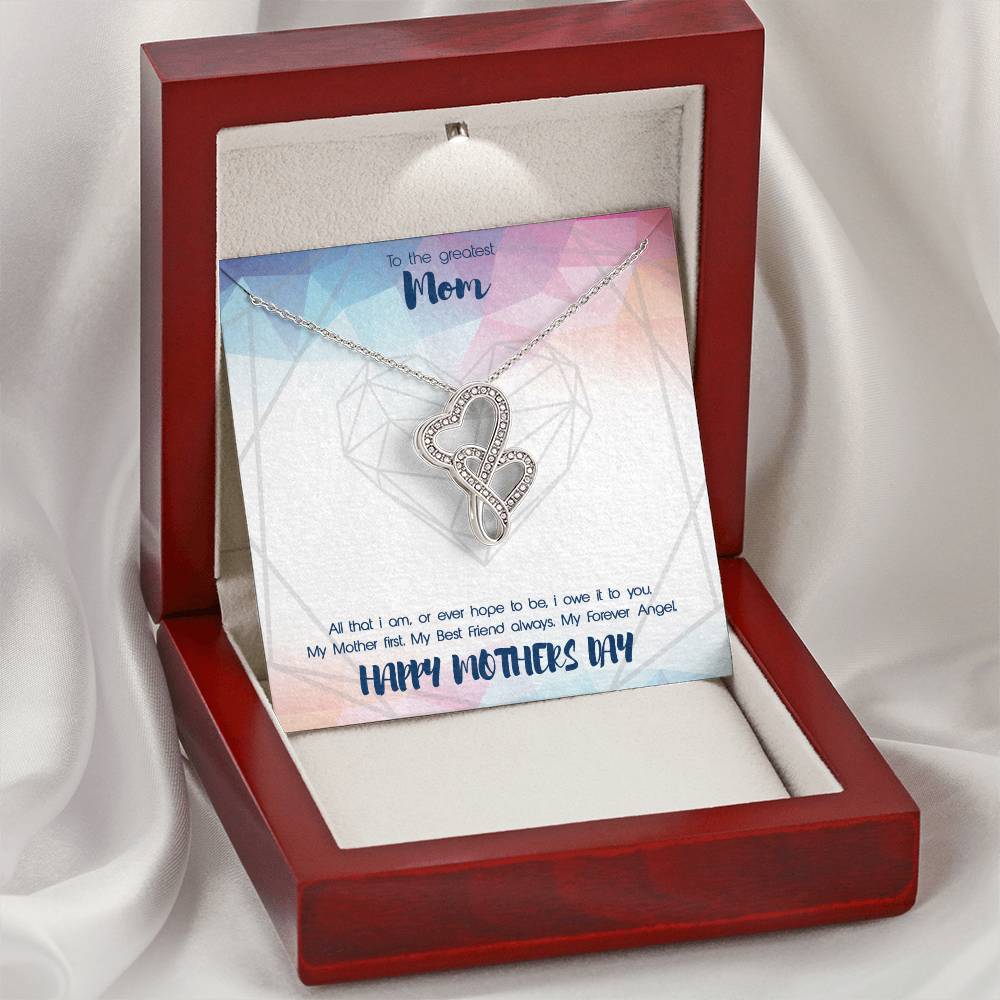 Greatest Mom Double Hearts Mothers Day Gift Necklace Double Hearts Necklace