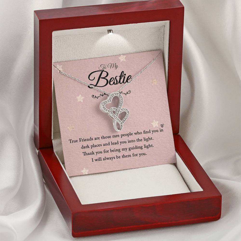 To My Bestie - I Will Always Be There For You -  Double Hearts Necklace