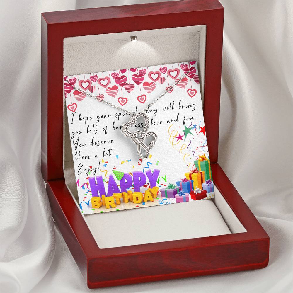 Happy Birthday I Hope Your Special Day Double Hearts Necklace