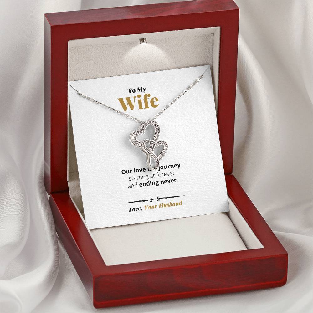 Love Is A Journey -  Double Hearts Necklace