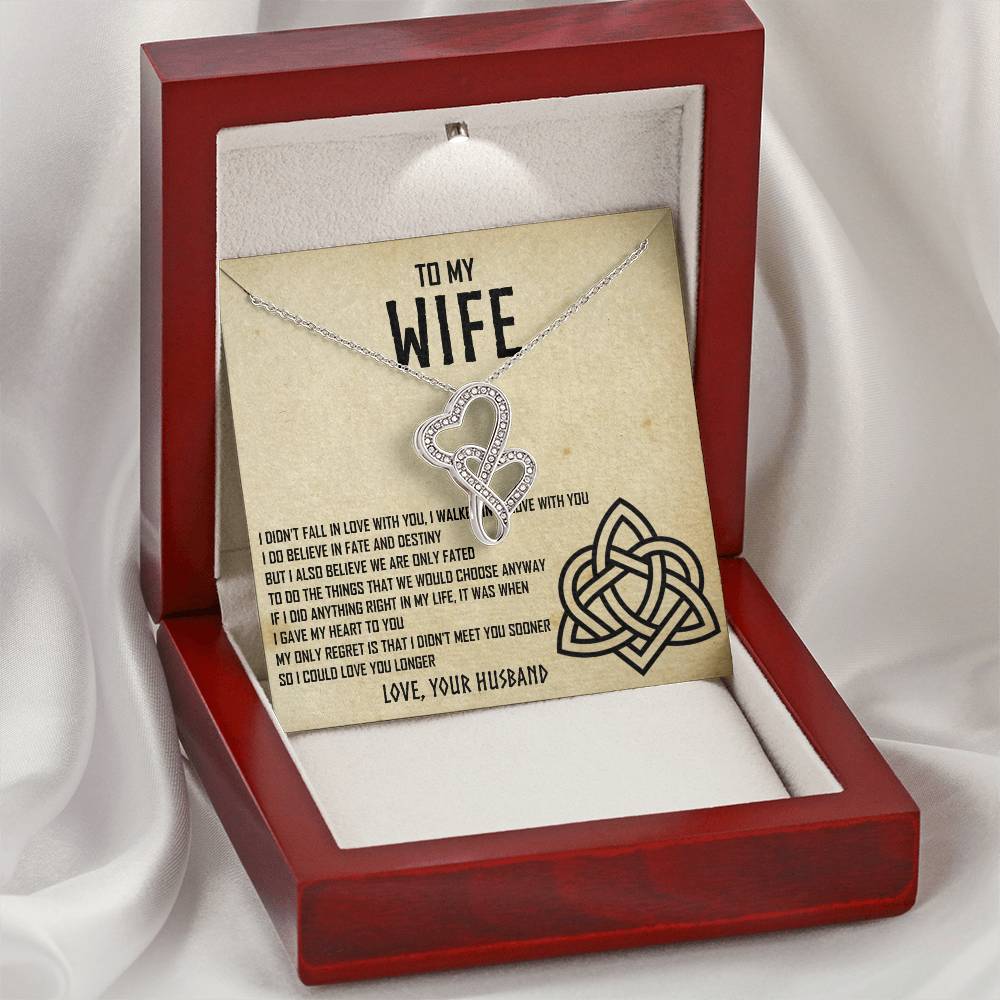 Necklace For Your Wife - An Eternal Love - Love Your Husband - To Wife From Husband Double Heart Necklace Gift Wedding Double Hearts Necklace