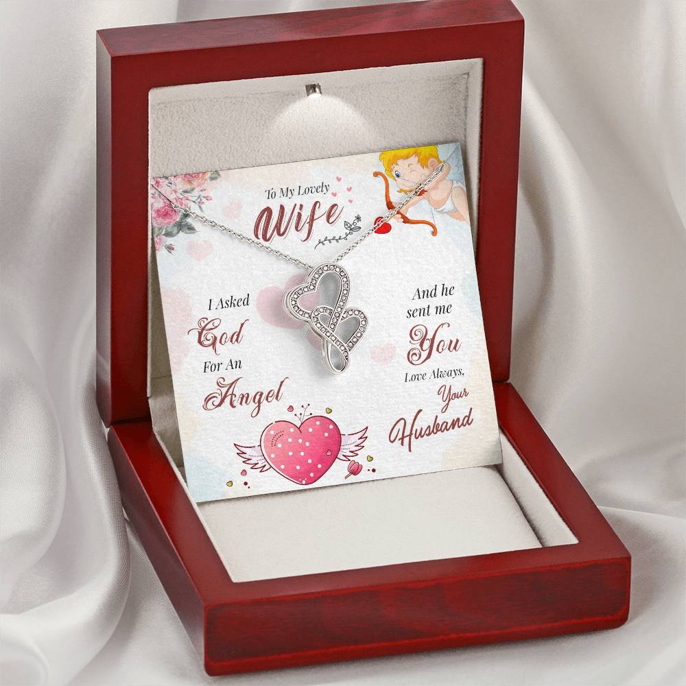 To My Lovely Wife - Love Always Your Husband -  Double Hearts Necklace