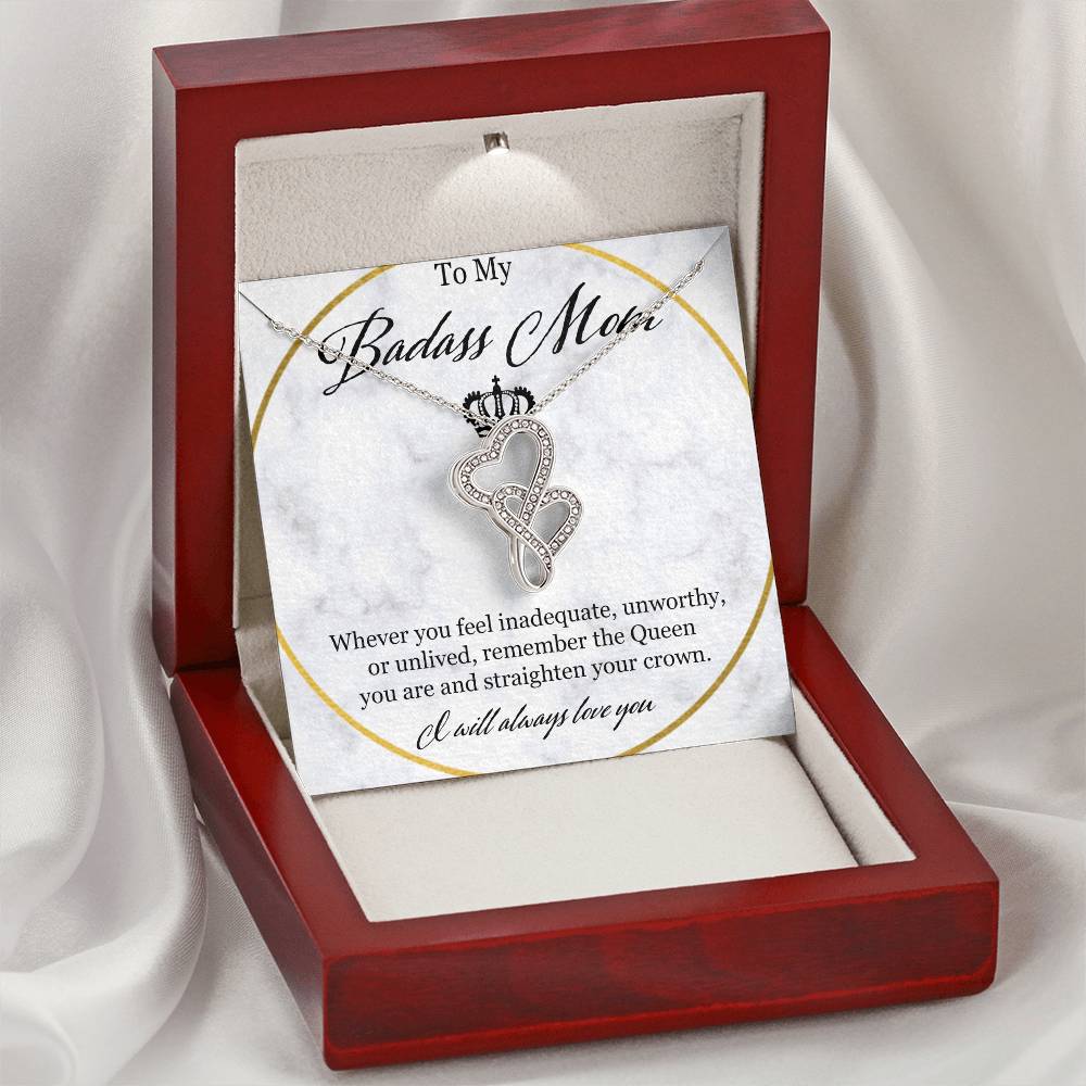 To My Badass Mom Double Hearts Necklace