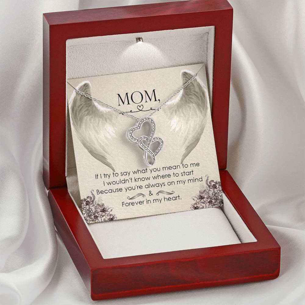 Mom Forever In My Heart -  Double Hearts Necklace